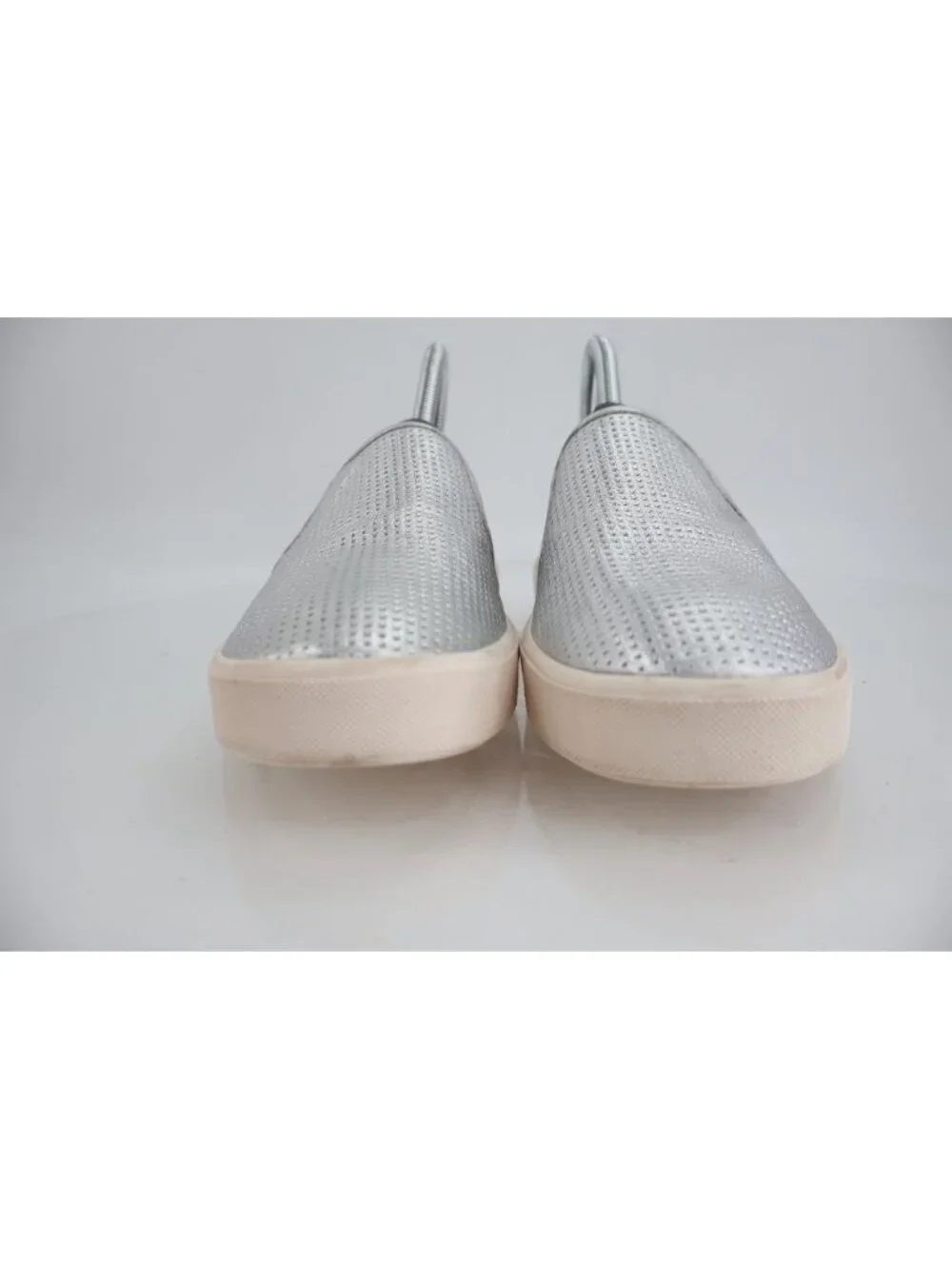 Vince Women Blair Slip On Shoes Sneakers Silver Metallic Leather Size 8 Loafer